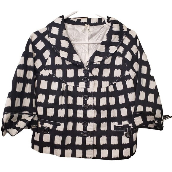 Lapis Blazer Womens Black White Small Lined Short Fall Button Down - Picture 1 of 4